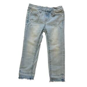 7FAMK Ankle Skinny Jeans sz 5 adjustable waist tabs light wash jeans